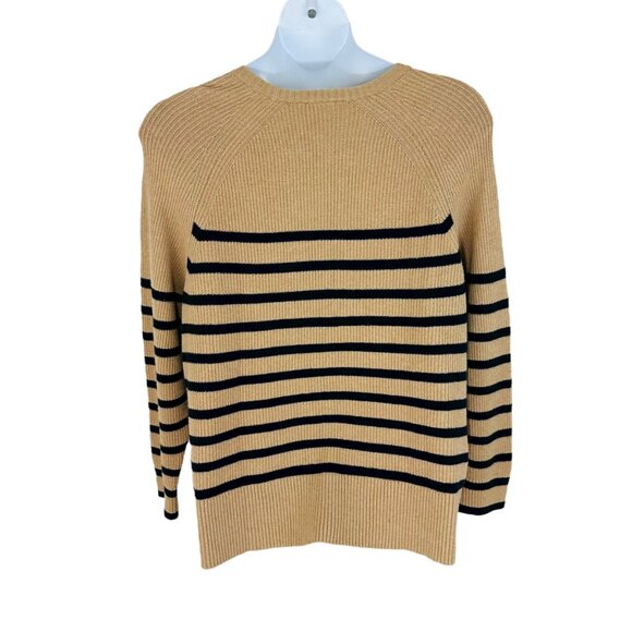 J. Jill Women's Plus Size 2X Striped Ribbed Knit Caramel Navy Sweater NEW - Picture 3 of 7